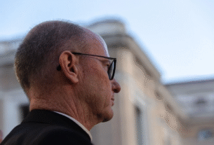 Bishop James Conley of Lincoln, Nebraska (pictured in St. Peter’s Square in 2019) criticized the University of Nebraska for allowing a student to mock the Mass in a drag show.
