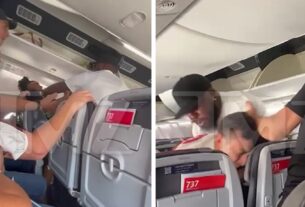 A luta começa no voo da American Airlines após o desembarque