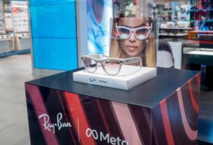 A sleek display showcases the latest smart glasses at an optical shop on July 29, 2024, in Cremona, Italy.