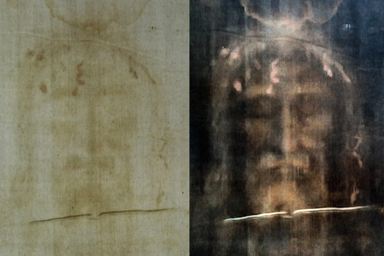 Shroud of Turin featuring positive (left) and negative (right) digital filters.