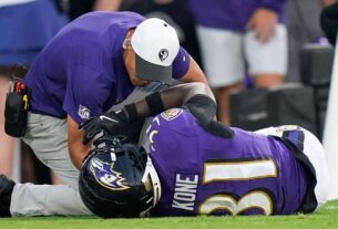 Ravens 'Bilhal Kone para a temporada com ligamento de joelho rasgado