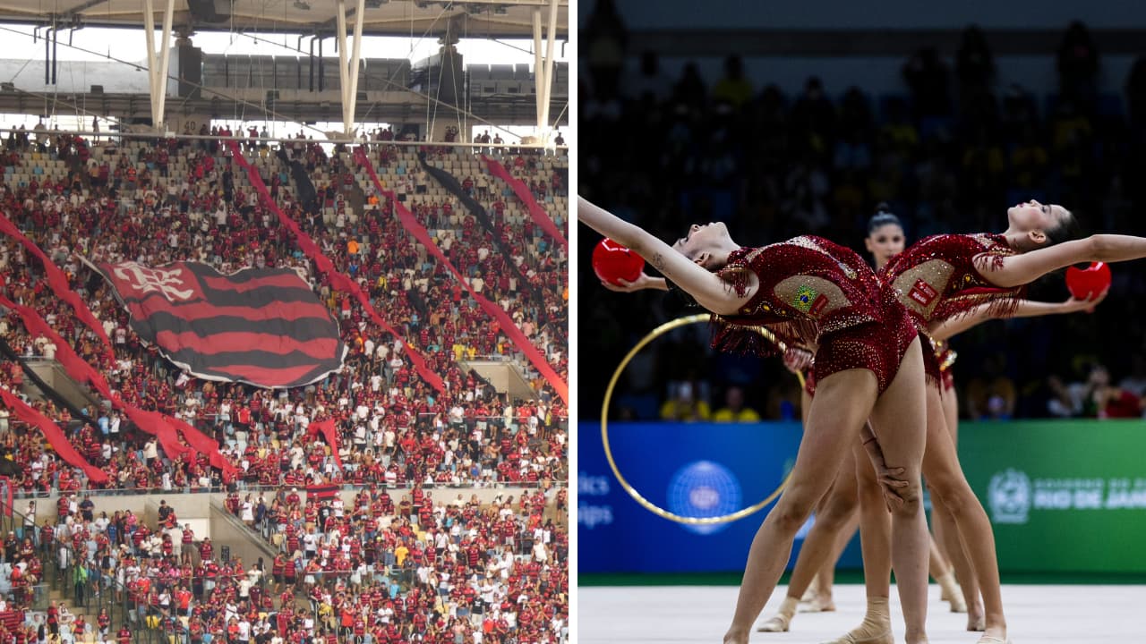 Conjunto do Brasil ao som de Evidências no Mundial de Ginástica Rítmica, Rio de Janeiro (Foto: Ivan Carvalho)