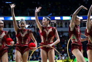 Reação da torcida na apresentação de Barbara Domingos no Mundial de Ginástica Rítmica (Foto: Kauhan Fiaux / Lance!)