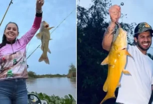 Ana Casela Pesca Pela Primeira Vez em Viagem Com Zé Felipe e Família