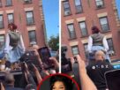 Cardi B twerks em cima do carro enquanto os fãs enxameiam o evento pop-up