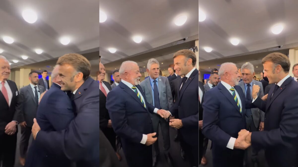 Em clima de 'bromance', Macron elogia Lula por discurso na ONU: 'Grande guerreiro'; VÍDEO