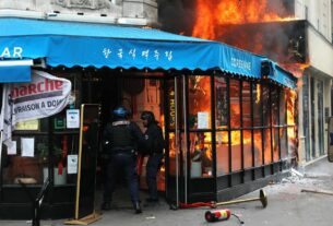 Em dia de protestos na França, restaurante é incendiado em Paris