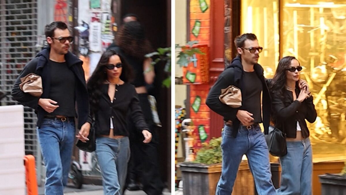 Harry Styles envolve o braço em volta de Zoë Kravitz no passeio da tarde