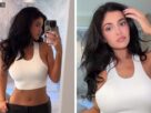 Kylie Jenner compartilha a foto do abdômen bronzeado em minúsculas colheitas brancas
