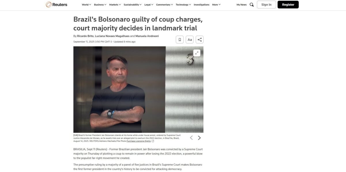 STF tem maioria para condenar Bolsonaro por organização criminosa; veja a repercussão na imprensa internacional