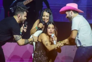 Ana Castela é derrubada no palco durante show; Zé Felipe estava na plateia