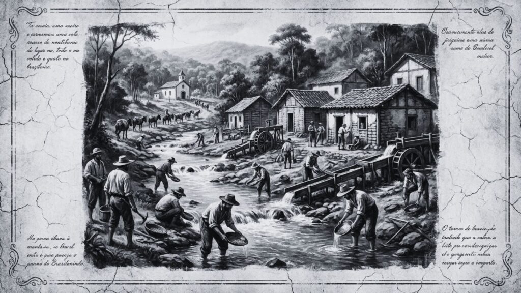 Representação do antigo garimpo no Descoberto da Piedade que deu origem à povoação de Porangatu.