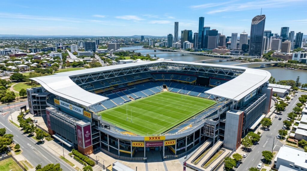 Fachada interna do Suncorp Stadium em Brisbane que sediará o segundo jogo do Brasil