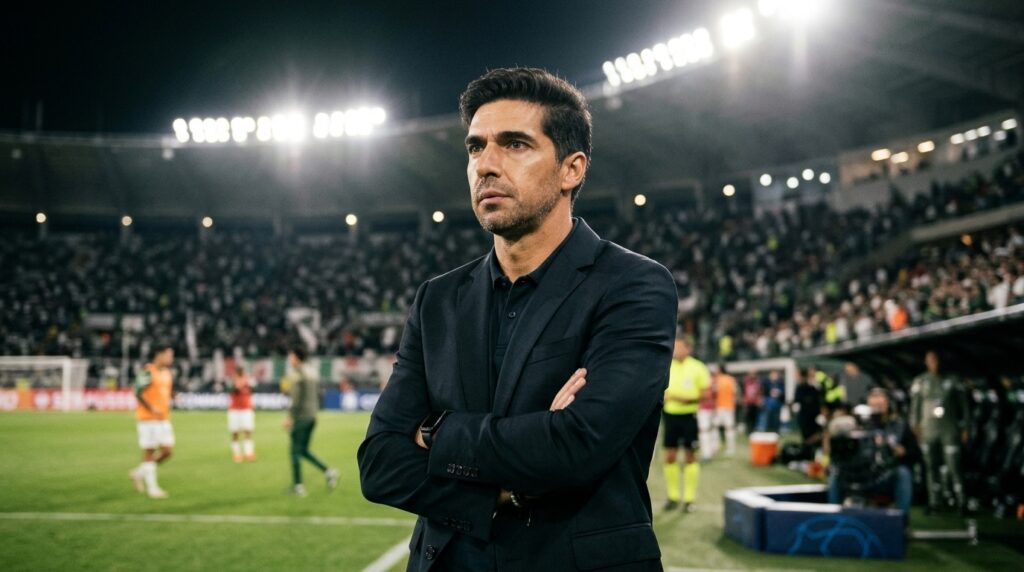 Treinador observa o aquecimento antes de semifinal da Libertadores entre Palmeiras e Fluminense